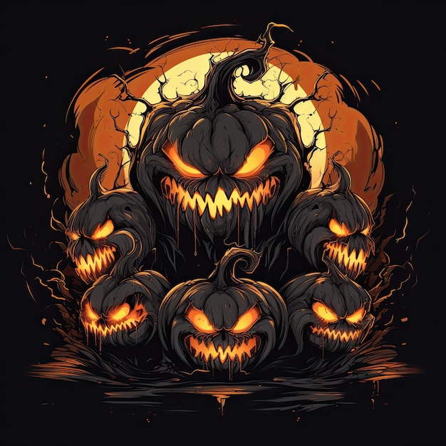 2d-illustratie van Jacko-lantaarn voor de Halloween-viering
