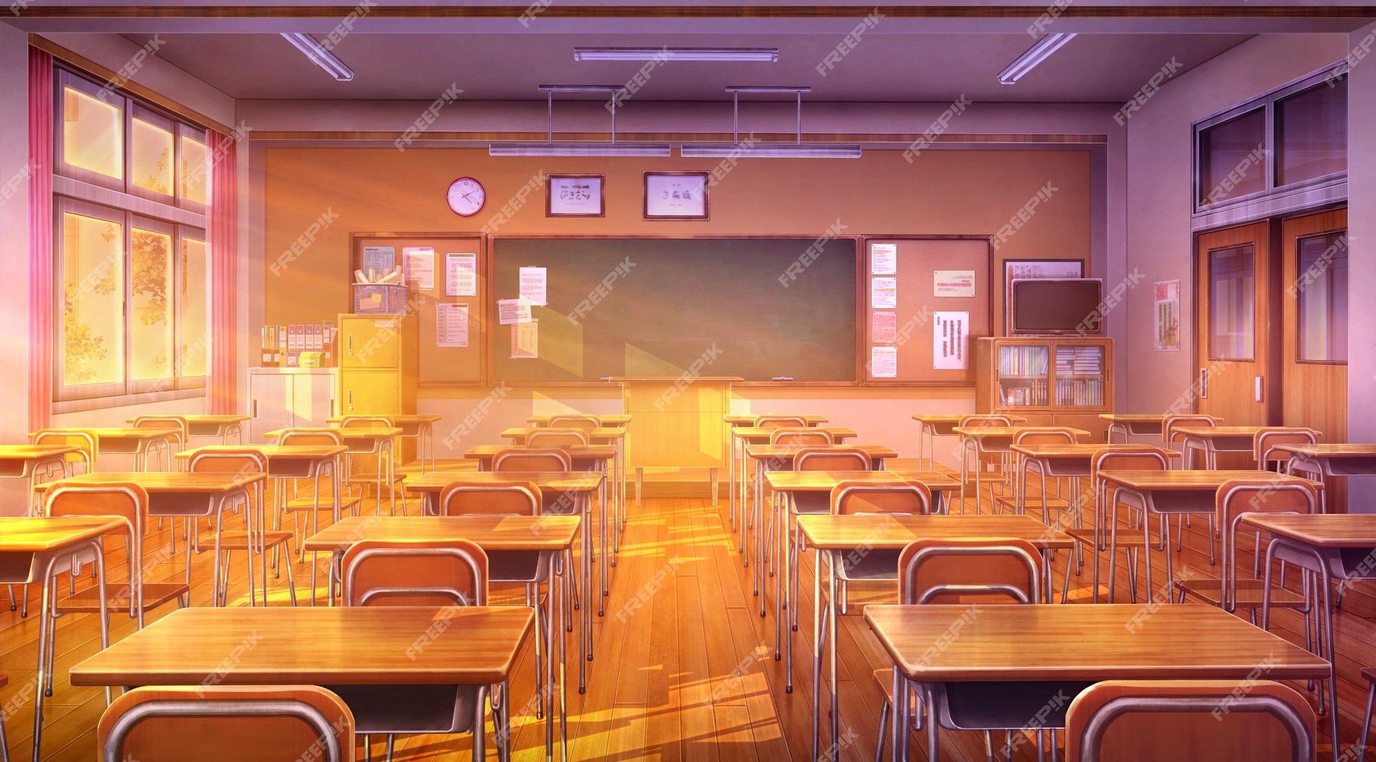 Classroom Overcast And Turn On The Light 2d Anime Background