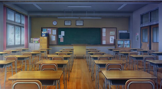 Classroom Evening 2d Anime Background Illustration Stock Illustration -  Download Image Now - iStock