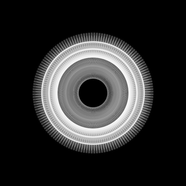 2d illustration with white lines and ellipses. simple ornament on dark background.