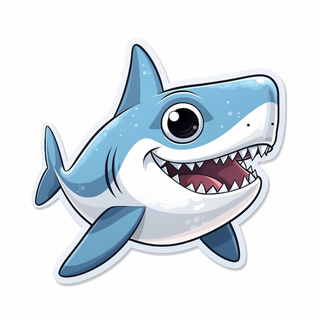 2D logo very cutePrintable sticker about minimal cute cartoon friendly shark