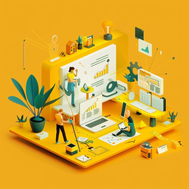 Premium Photo | 2D people working on a project and programming concepts ...