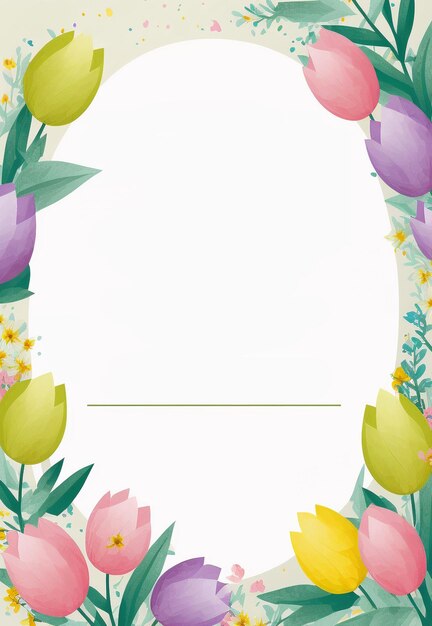 2d platte kleurrijke Pasen uitnodigingskaart witte backgroundGenerative AI