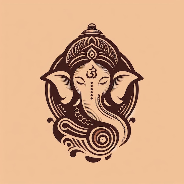 Photo 2d style ganesha head in simple background simple ganesha head 2d style