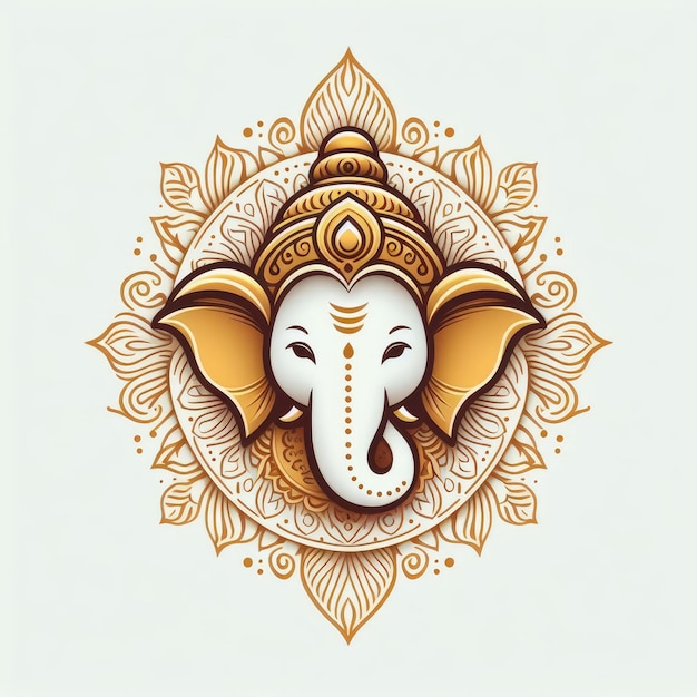 2d style ganesha head in simple background simple ganesha head 2d style