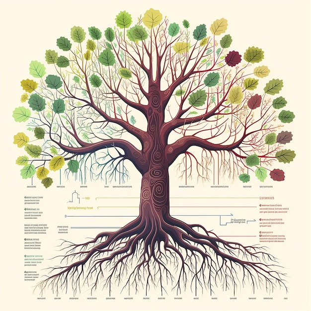 Photo 2d tree root system vector scheme