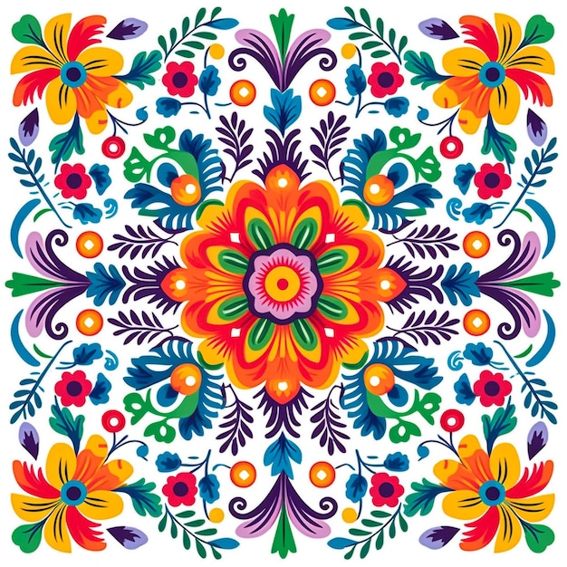 Photo 2d vector illustration colorful flowers and leaves set