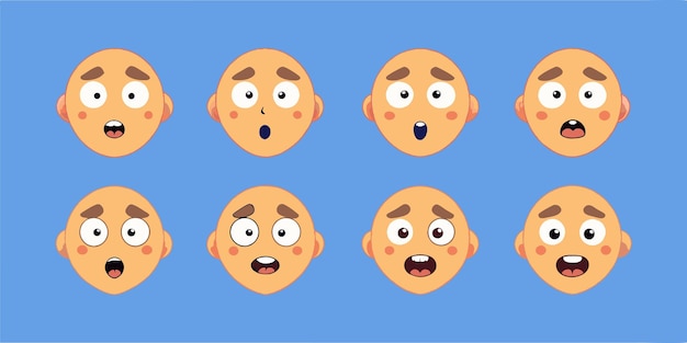 2D-vectorillustratie van gezichtsuitdrukkingen
