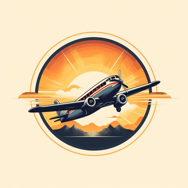 Photo 2d vintage airplane logo