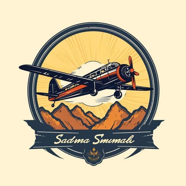 Foto 2d vintage vliegtuig logo