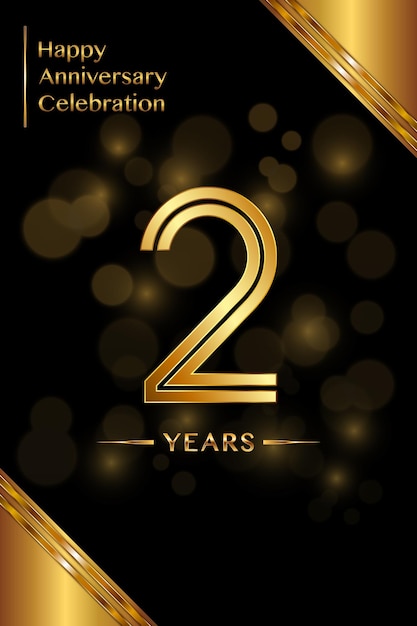 Photo 2nd anniversary template design with double line numbers golden anniversary template vector