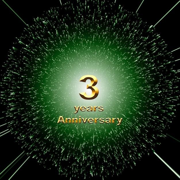 3 anniversary golden numbers on a festive background poster or card