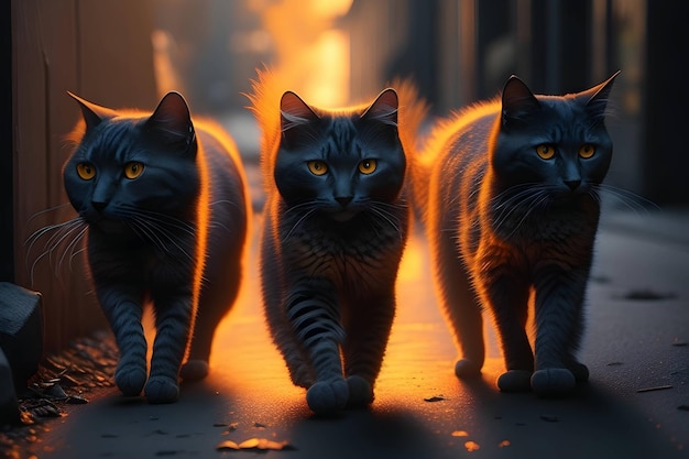 3 Black Street Cats