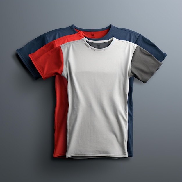 3 color tshirt mockup design on grey background