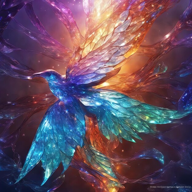 3 d cg rendering of a butterflyabstract fantasy background with colorful feathers