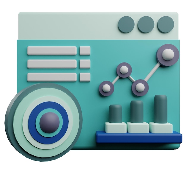 Foto 3 d illustratie van het diagramdoel met een doorzichtige achtergrond