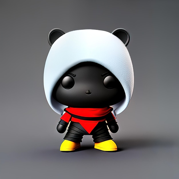 3 d illustration of a cute panda in a black hat