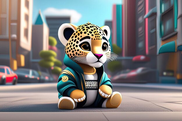 3 d illustration of a cute tiger in a suit