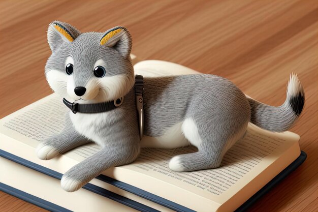 3 d illustration of dog reading a book