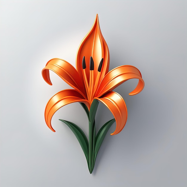 3 d illustration of a flower3 d illustration of flower with orange ribbon