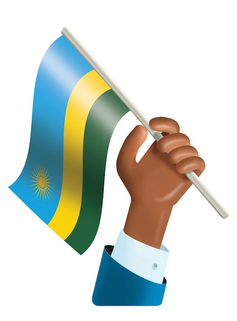 Photo 3 d illustration of a hand waving rwandan flag rwanda independence day concept 20th march rwandan