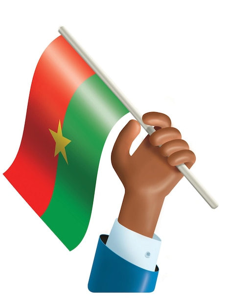 写真 ブルキナ・ファソ国旗を振る手のイラスト ブルキーナ・ファソ独立記念日コンセプト 5th augu