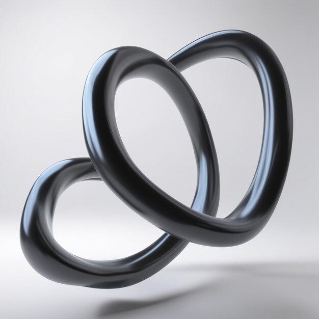 Photo 3 d illustration of two metal decorative rings on white background3 d abstract white metal rings