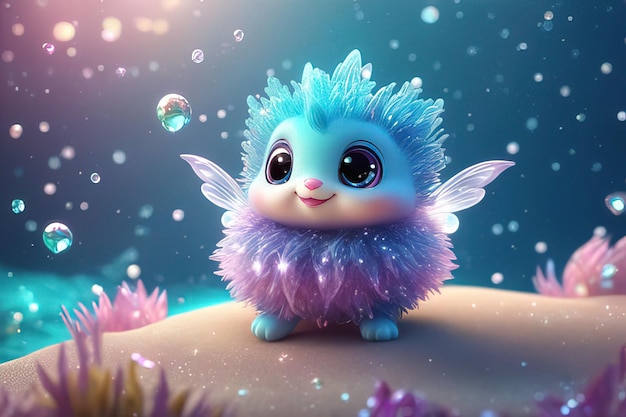 3 d render of cute baby in cartoon blue costume