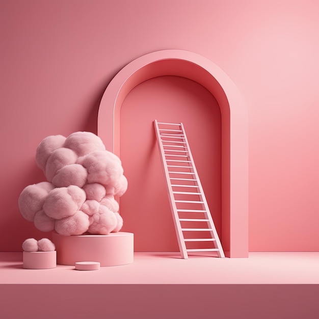 3 d render of empty podium on pink color background minimal scene for product presentation3 d rend