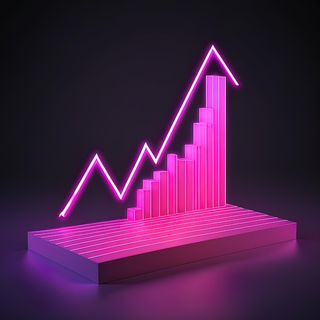 Photo 3 d render of neon pink graph with neon lights3 d render of neon pink graph with neon lights3 d il