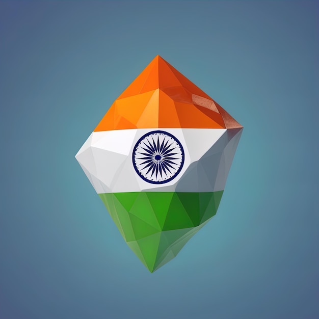 3 d render van de vlag van India op een globe met driehoekig patroon3 d render van de vlag van India op een globe met