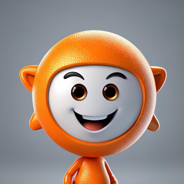 3 d rendered cartoon character with orange smile