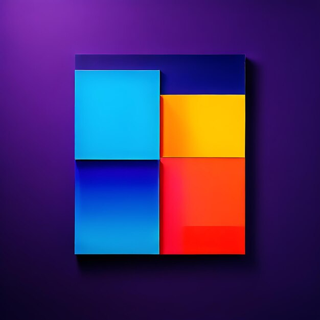 3 d rendering of a blue and orange abstract squares on a bright background