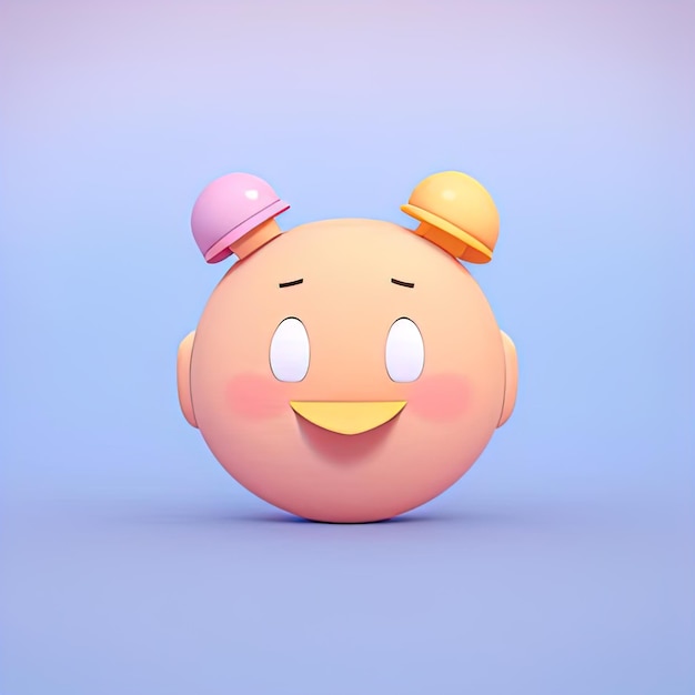 3 d rendering cartoon character with cute emoticon