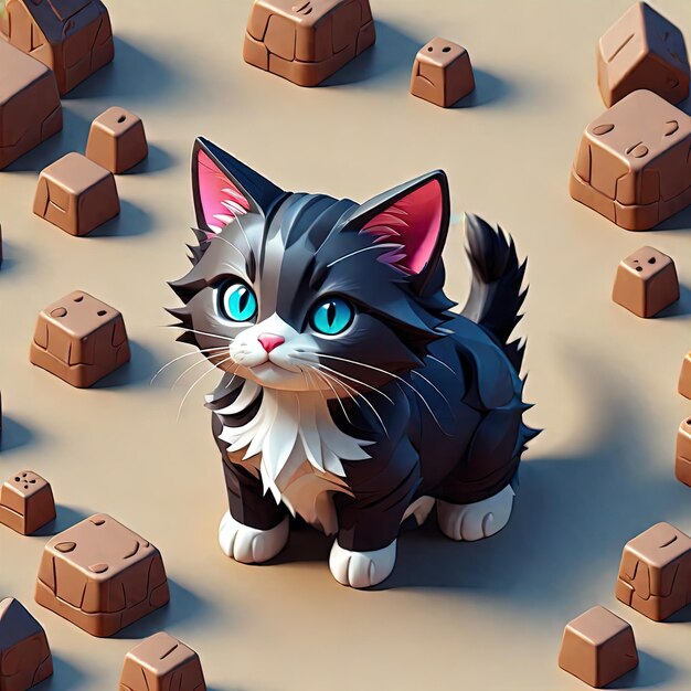 3 d rendering of a cute cat in a studio3 d rendering of a cute cat in a studioillustration of black