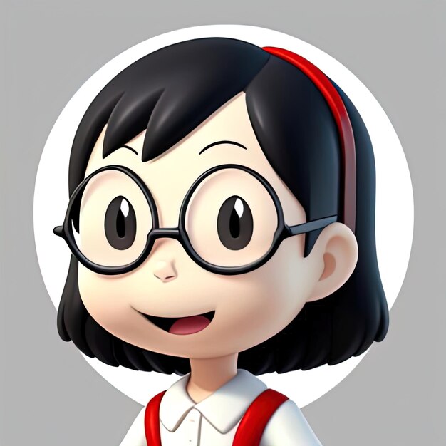 안경을 쓴 귀여운 소녀의 3d 렌더링