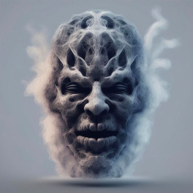 Photo 3 d rendering of a fantasy monster with a smoke background