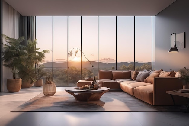 3 d rendering of the living room with a beautiful view3 d rendering of the living room with a beauti