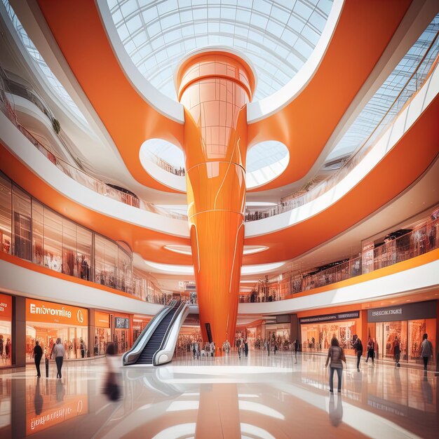 3 d rendering of a modern shopping mallinterior of the modern mall