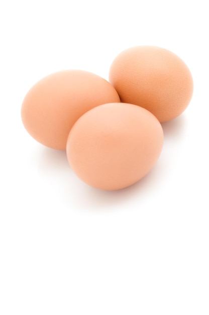 3 eggs on white background