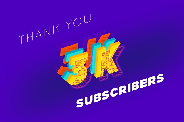 3 k subscribers celebration greeting banner with tech design