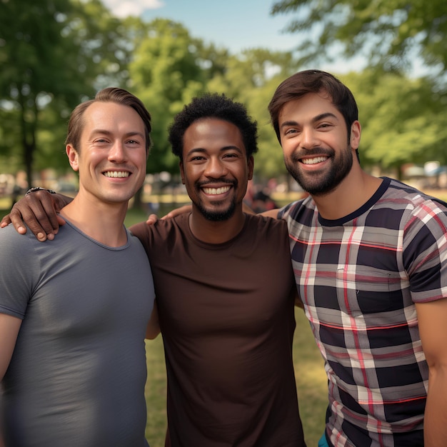3 mannen van verschillende rassen, ethisch niet-monogame homo's