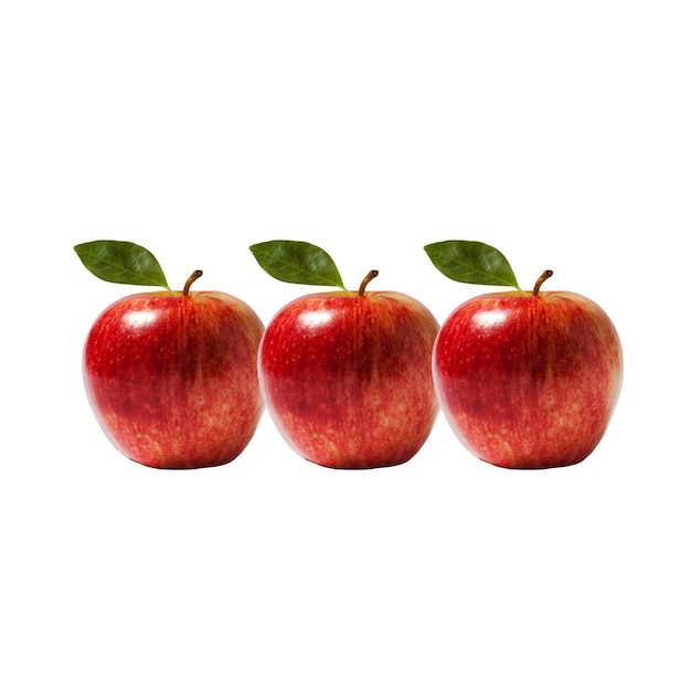 3 красных яблока на белом фоне