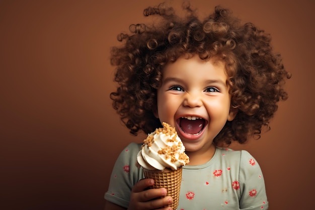 3 years child eating ice cream