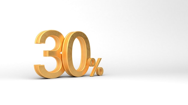 30 golden numbers with percent. 3D rendering, 3D, 3D illustration.