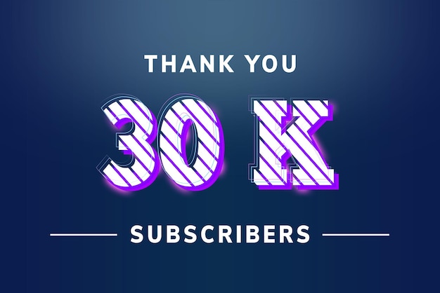 30 K subscribers celebration greeting banner with stripe design