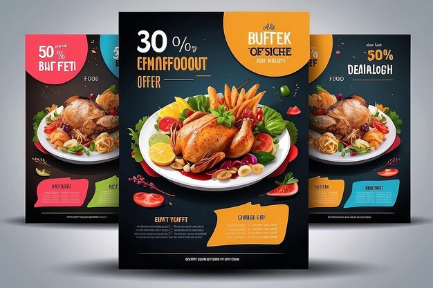 30 korting aanbod flyer van Buffet Delicious voedsel sjabloon ontwerp voor restaurants