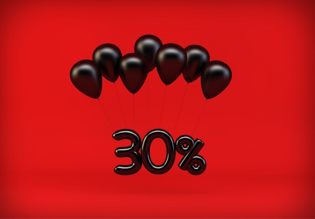 30% korting hangend aan ballonnen