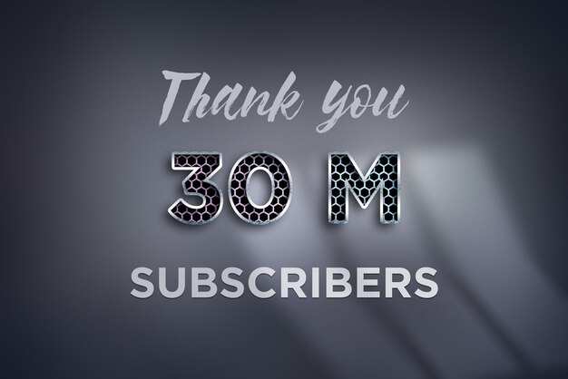 30 million subscribers celebration greeting banner with net design