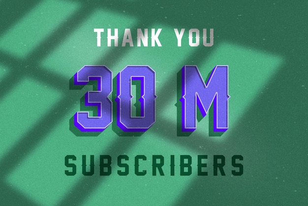 30 million subscribers celebration greeting banner with vintage design